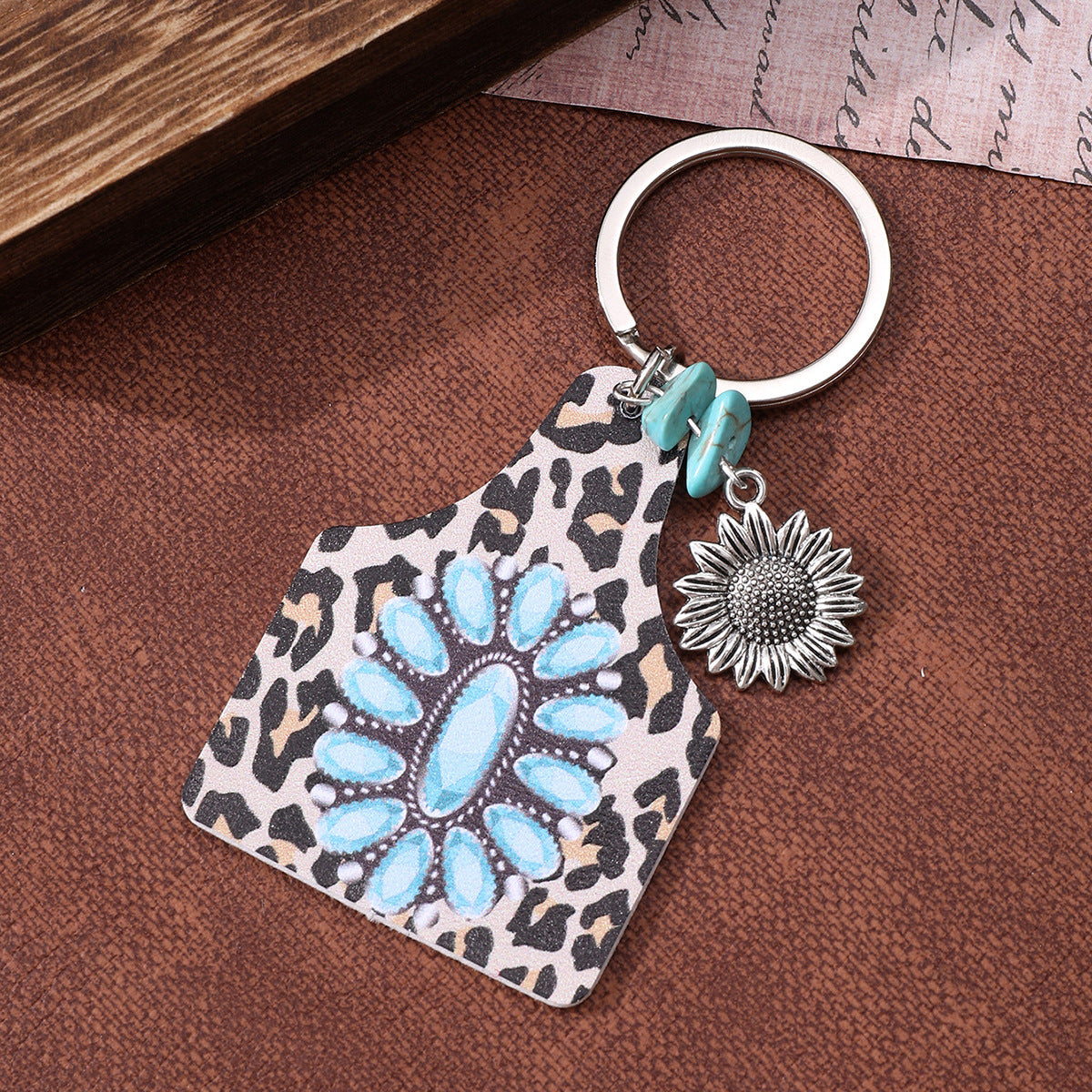 Llavero De Cuero De Leopardo De Vaquero Occidental al por mayor